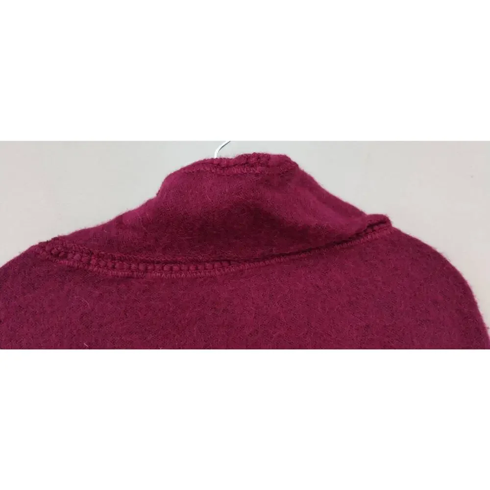Alpaca Peru Diana Poncho Cloak Cape Crochet Fringe Brushed Rustic Burgundy O/S